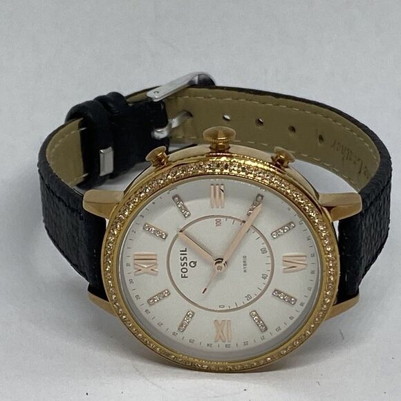 Fossil FTW5010 Women's Black Leather White Analog Dial Hybrid Smartwatch XX761 - Picture 7 of 12